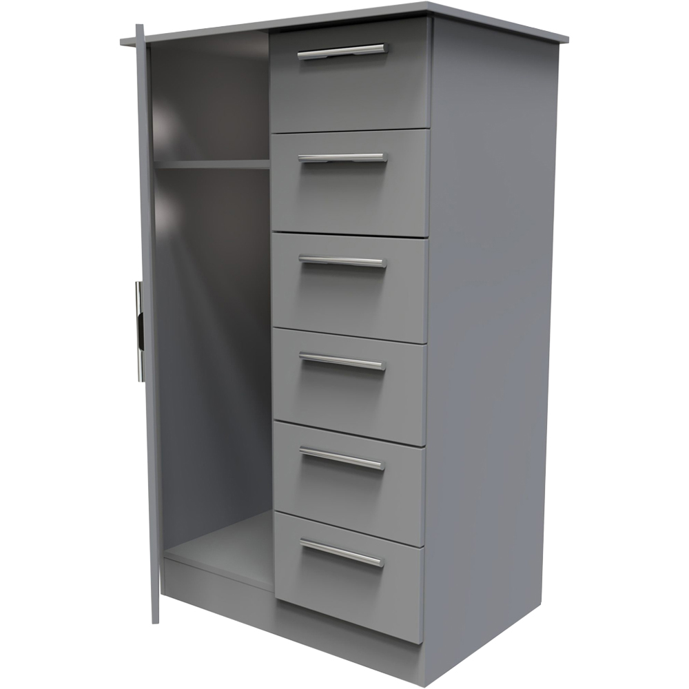 Crowndale Camden Single Door 6 Drawer Dusk Grey Kids Wardrobe Ready Assembled Image 6