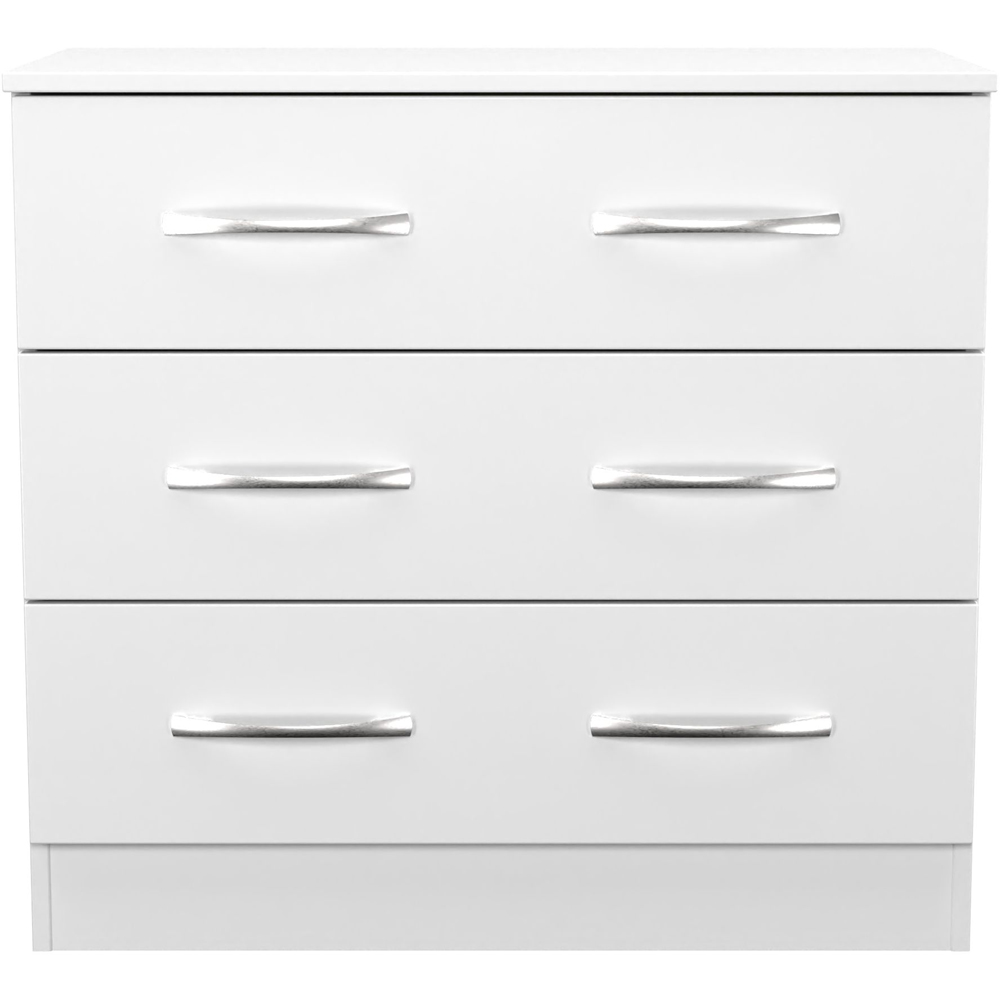 Crowndale Avon 3 Drawer Matt White Chest of Drawers Ready Assembled Image 2