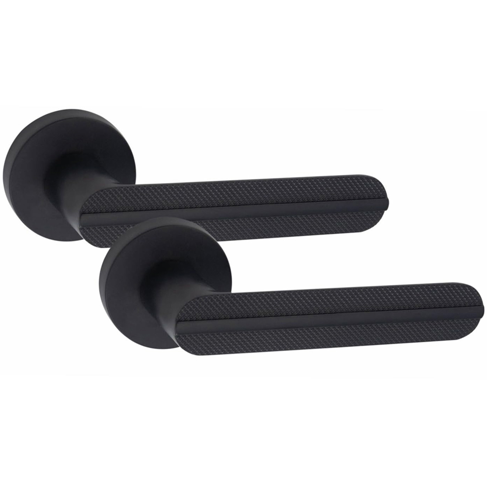 Golden Grace Matt Black Modern Lima Premium Door Handle Set 4 Pack Image 2