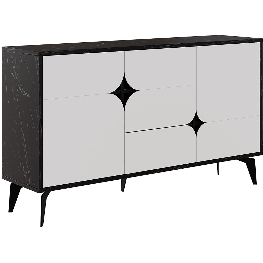 Decortie Spark 3 Door Single Drawer Black and White Sideboard Image 2