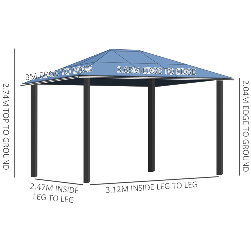 Outsunny 3.6 x 3m Brown Gazebo with Hardtop Image 6