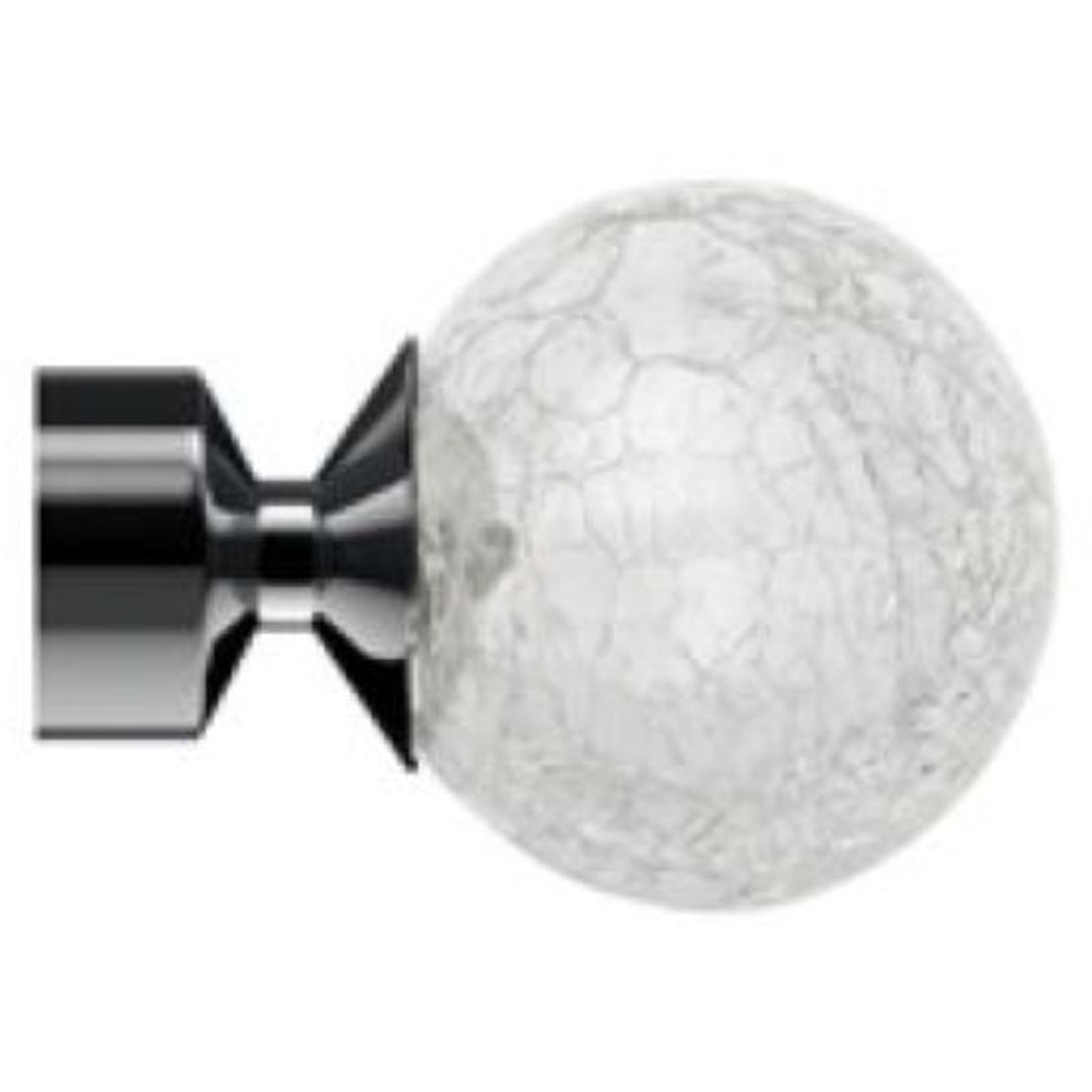 New Edge Blinds 180cm Fixed Length Polished Graphite Eyelet Metal Curtain Pole Set with Crash Finial Image 2