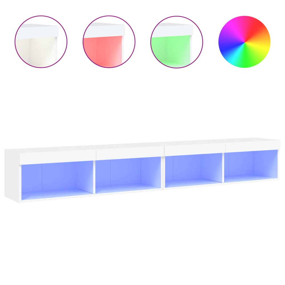 vidaXL 2 Shelf White Wall Mounted LED TV Cabinet Set of 2 Image 5