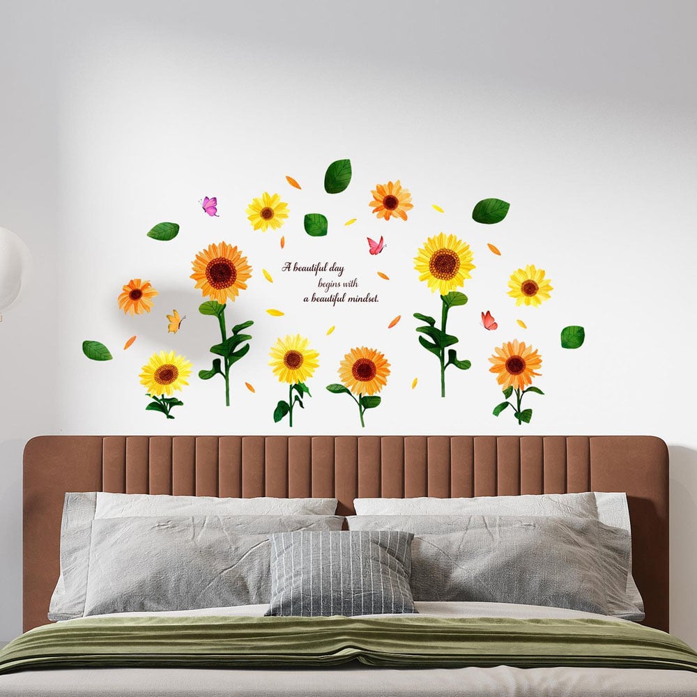 Walplus Sunflowers with Butterflies Flower Theme Wall Stickers Image 2