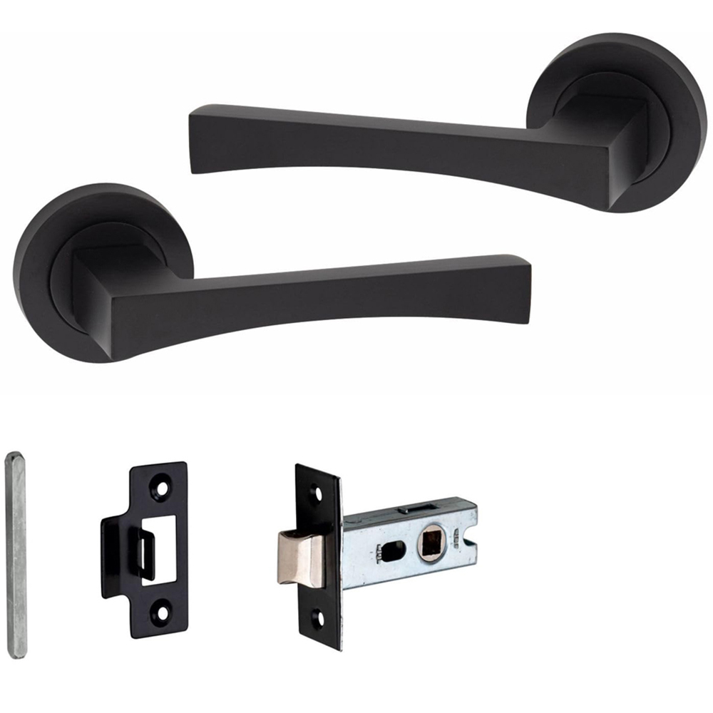 Golden Grace Matt Black Wave Door Handles Set 52mm 4 Pack Image 2