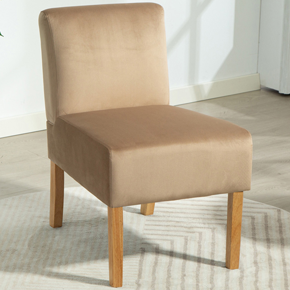 Artemis Home Corina Brown Velvet Fabric Armless Accent Chair Image 1