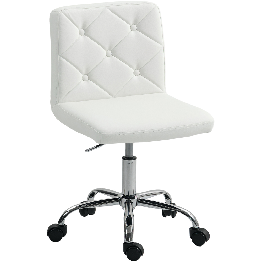 HOMCOM White Vanity Chair with Rolling Wheels Image 2