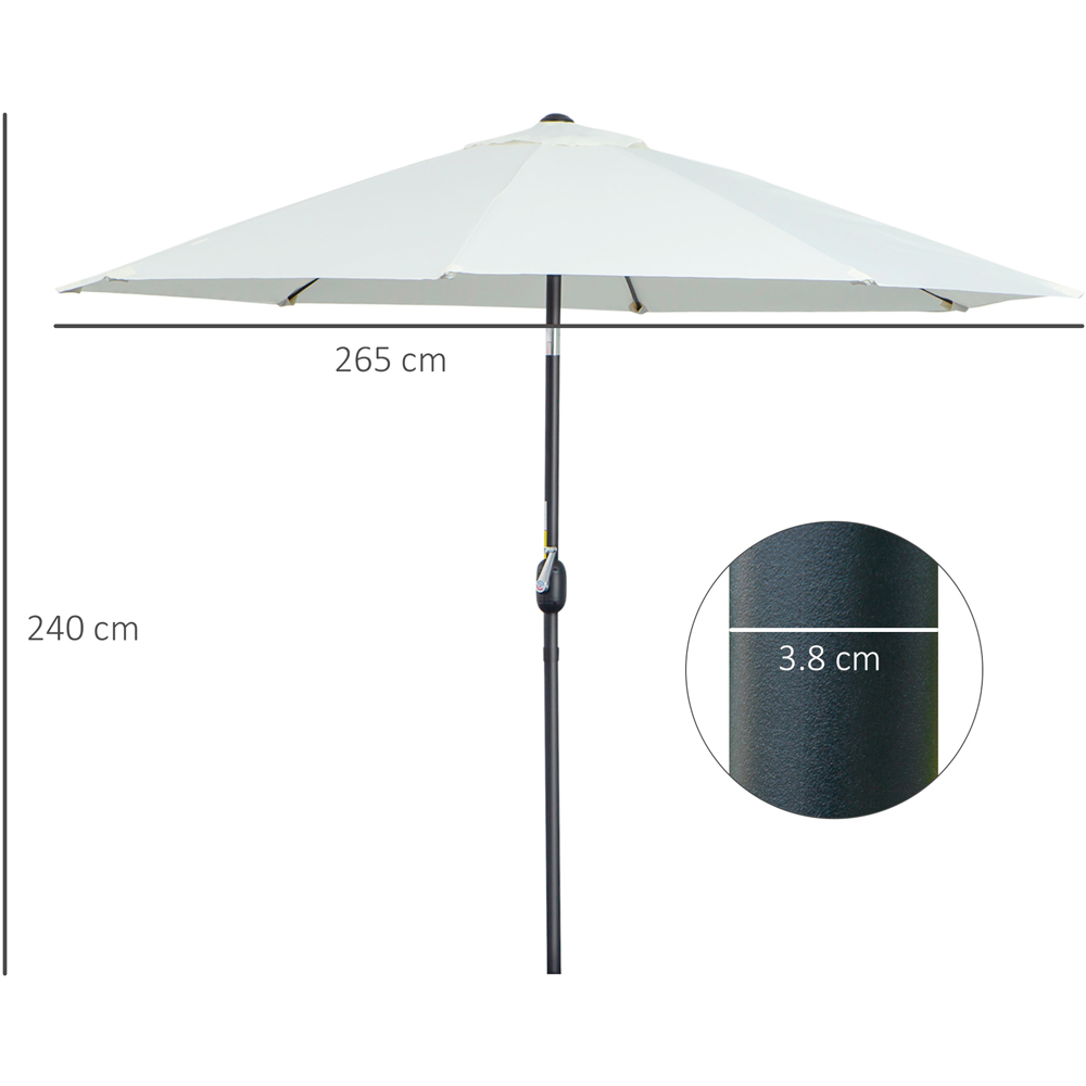Outsunny Cream White Crank and Tilt Parasol 2.65m Image 7