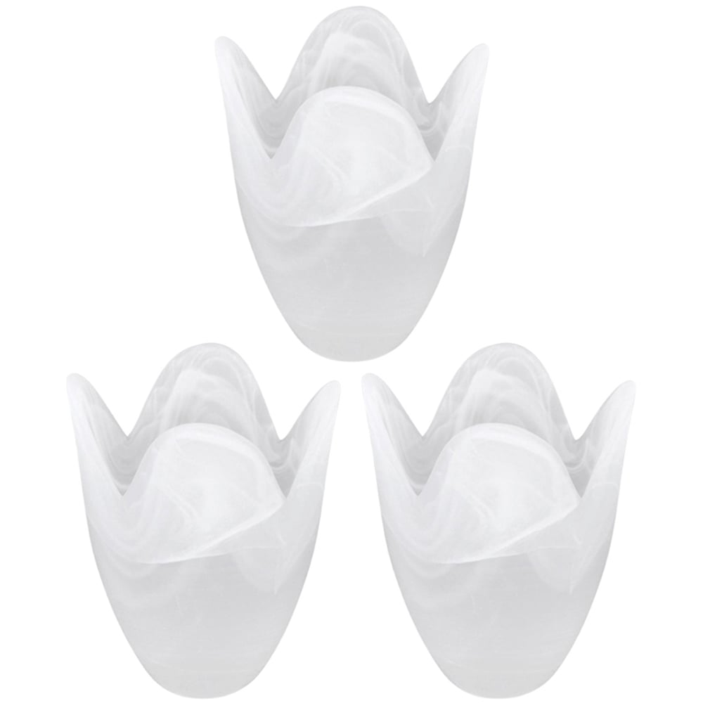ValueLights 3 Pack Marble Effect Tulip Shape Glass Lamp Shades Set 10cm Image 1