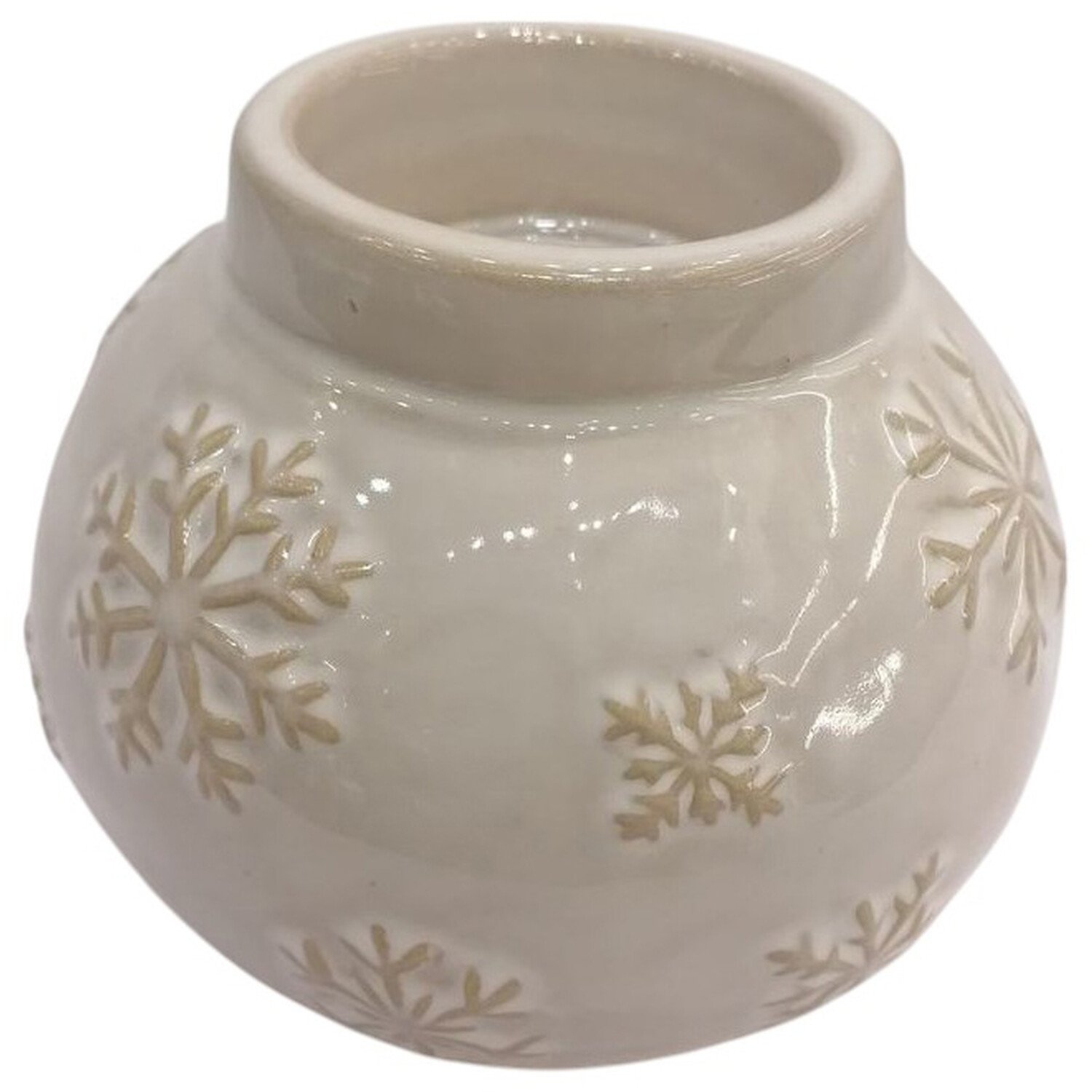 Snowflake Tealight Holder Cream Image