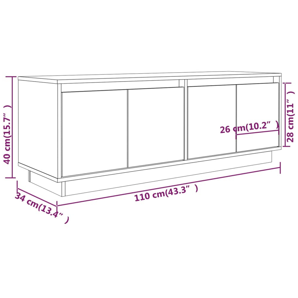 vidaXL 4 Door White Solid Pine TV Cabinet Image 9