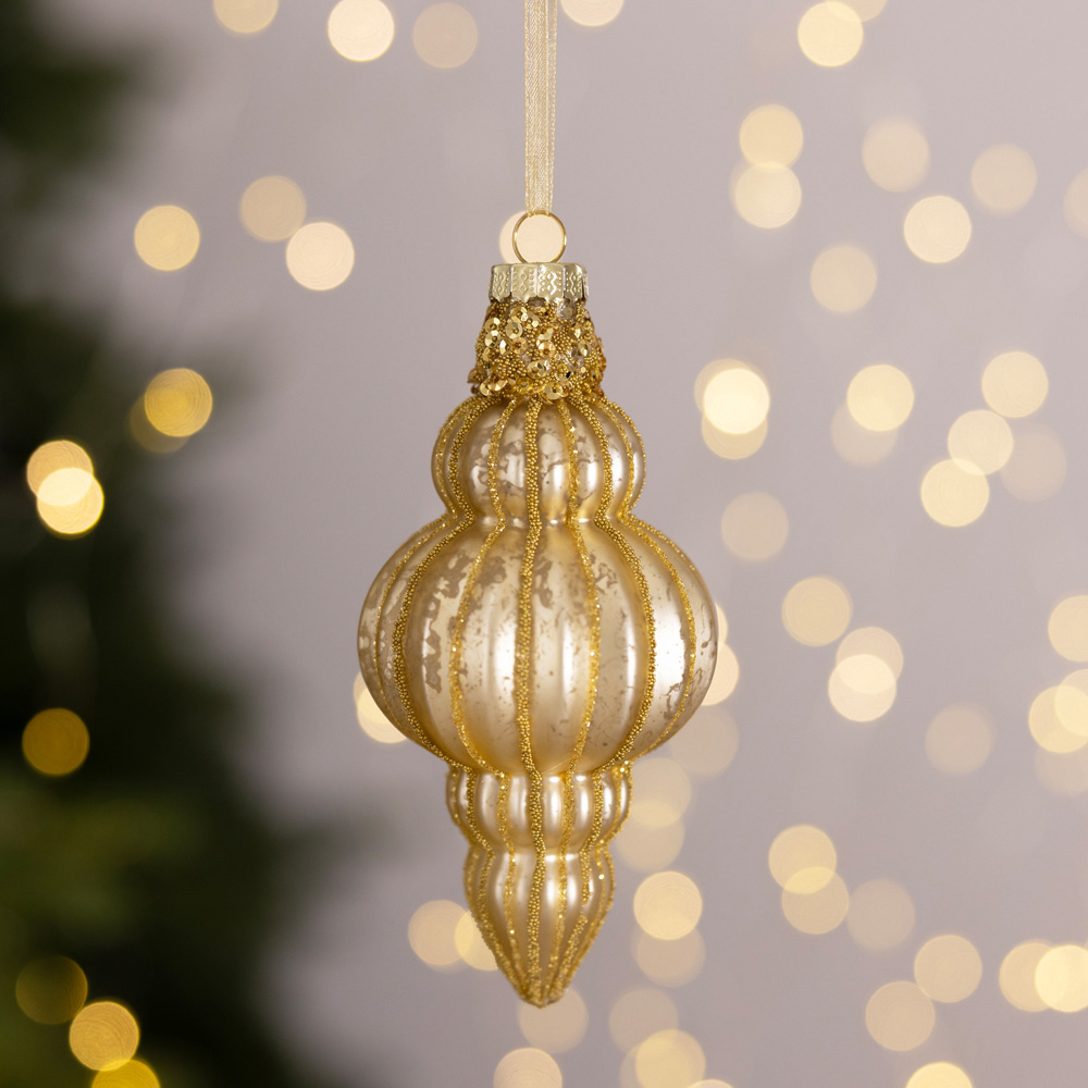 Charles Bentley Gold Coloured Glass Bauble Collection 12 Pack Image 3