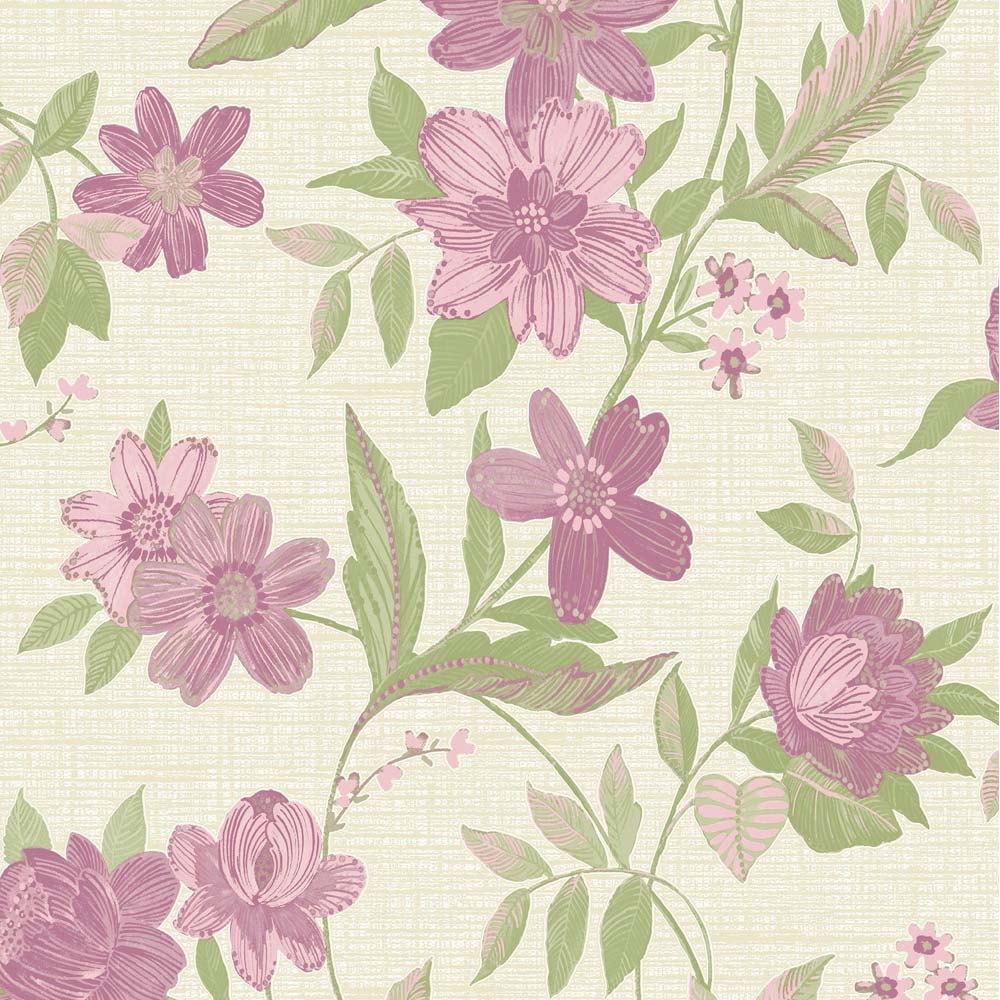 Grandeco Katsu Trail Floral Blown Pink Wallpaper Image 1