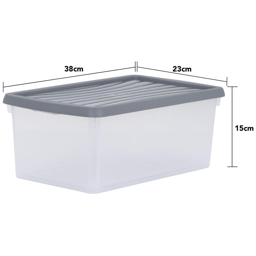 Wham 9L Clear Stackable Plastic Storage Box with Lid 3 Pack Image 7