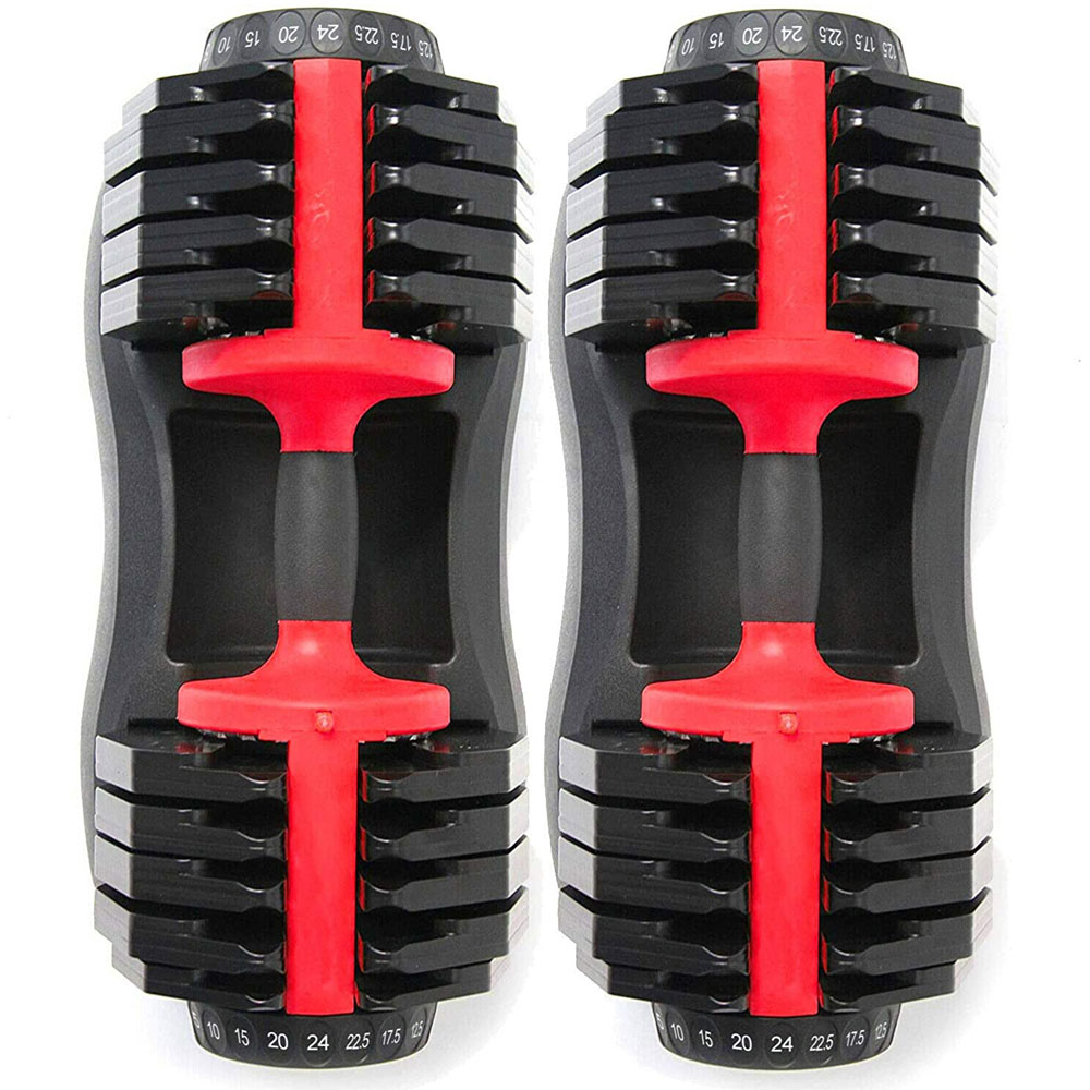 Strongology Urban24 Home Fitness Black and Red Adjustable Dumbbells 2.5kg to 24kg 2 Pack Image 2
