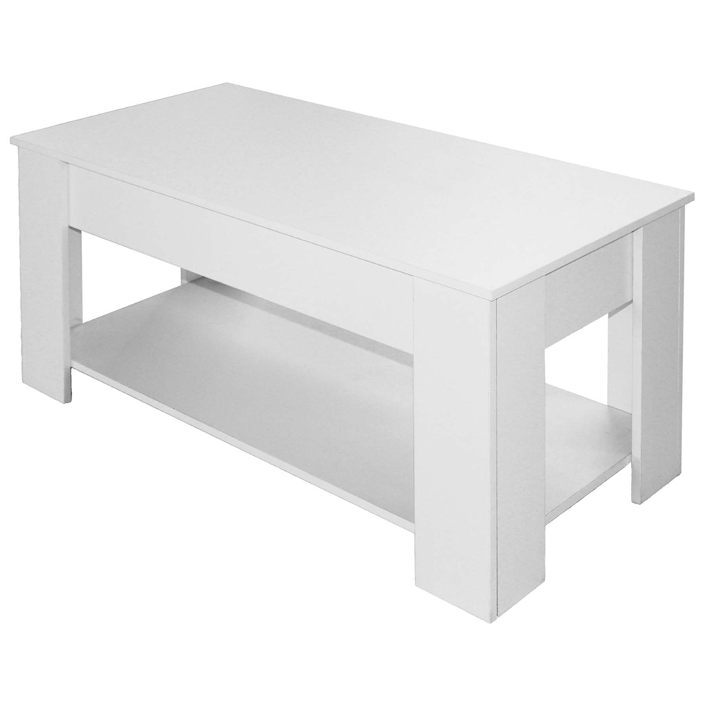 Comfy Living Single Shelf White High Gloss Lift Top Coffee Table Image 2