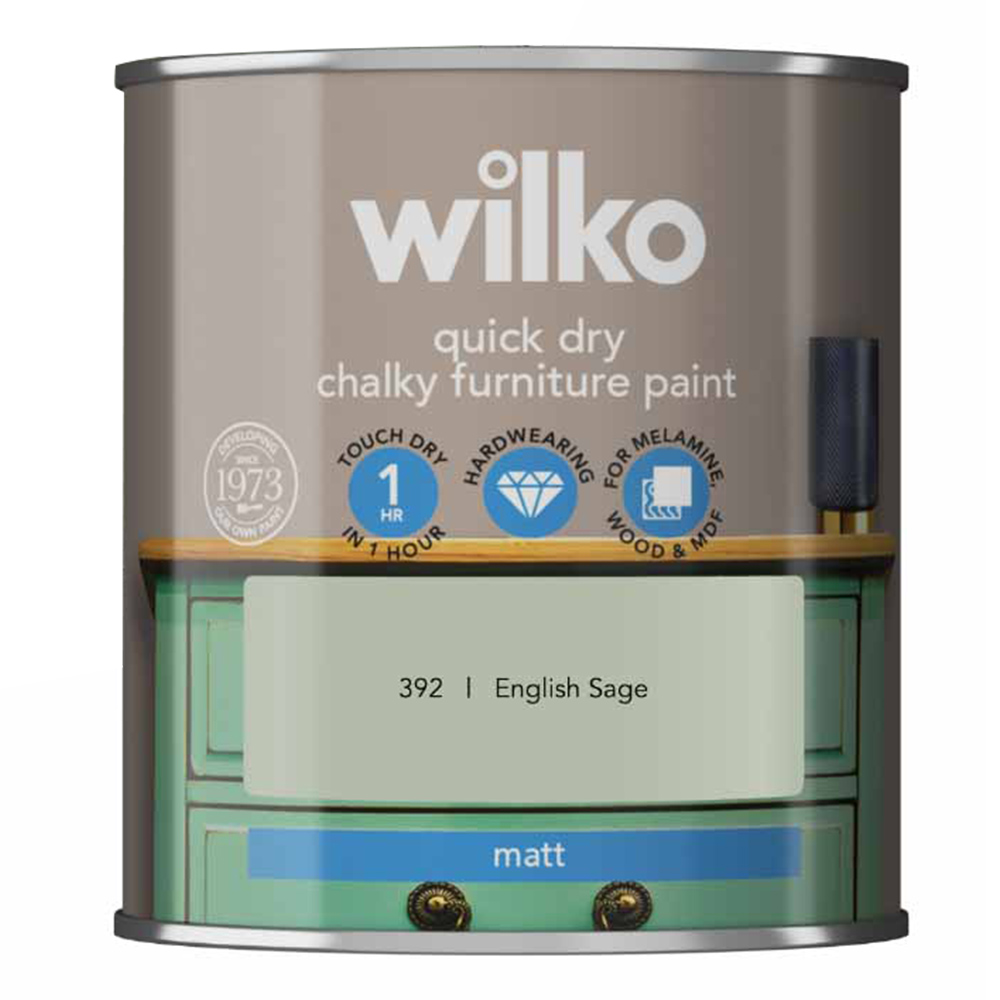 Wilko Quick Dry English Sage Furniture Paint 250ml Image 2