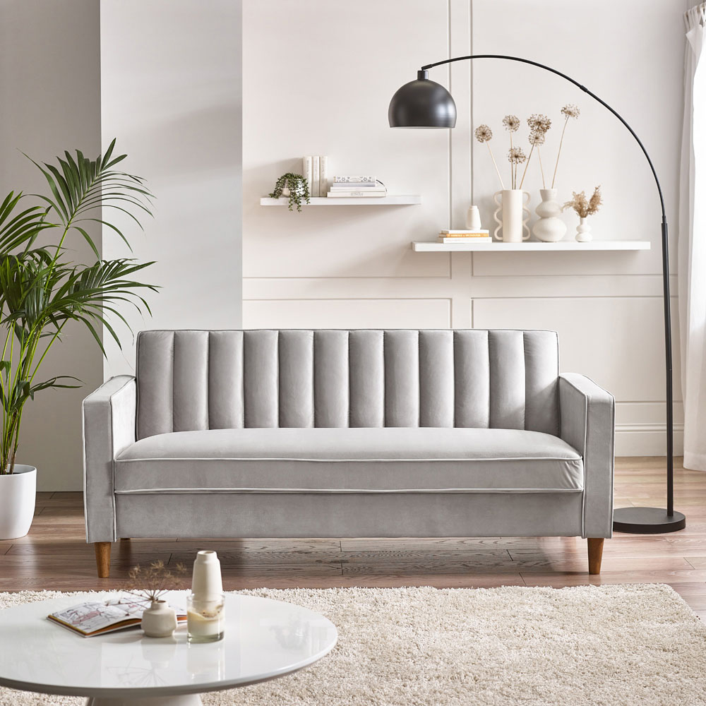 Furniturebox Kody 3 Seater Taupe Velvet Sofa Image 2