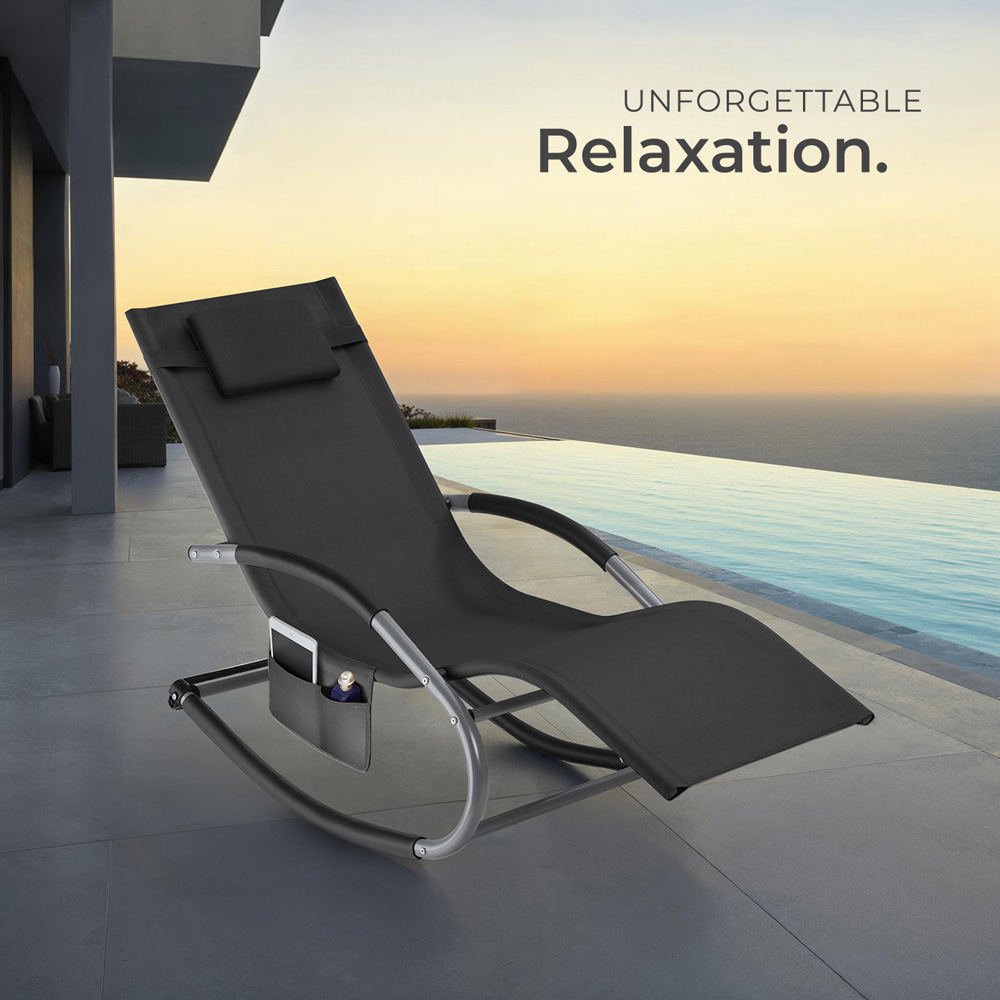 tectake Taya Black Rocking Sun Lounger Image 8