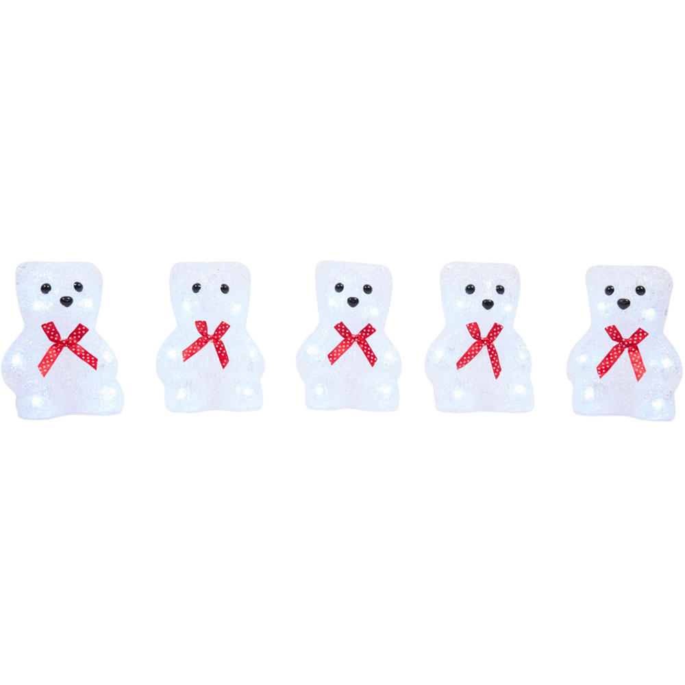 5 Piece Acrylic Bow Bear Decorations White Image 4