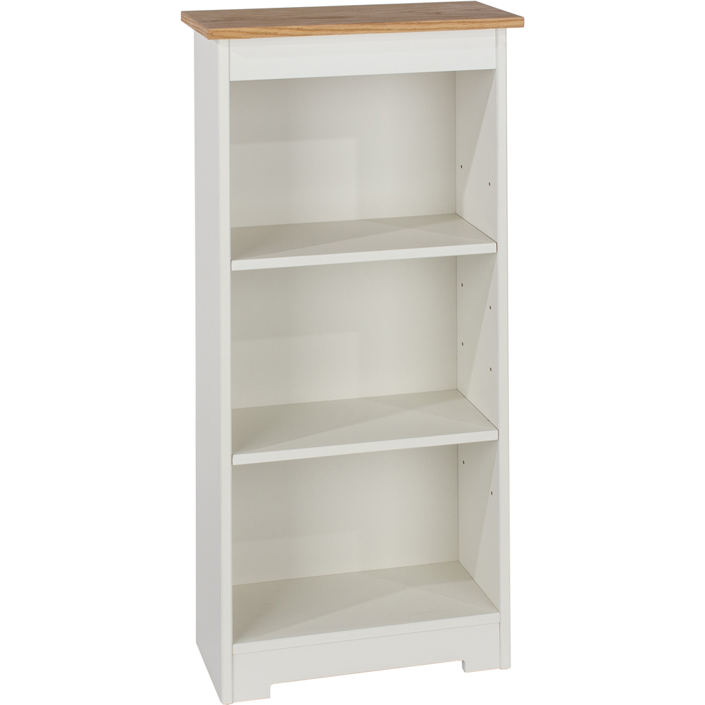 Core Products Colorado 3 Shelf Oak and White Low Narrow Bookcase Image 4