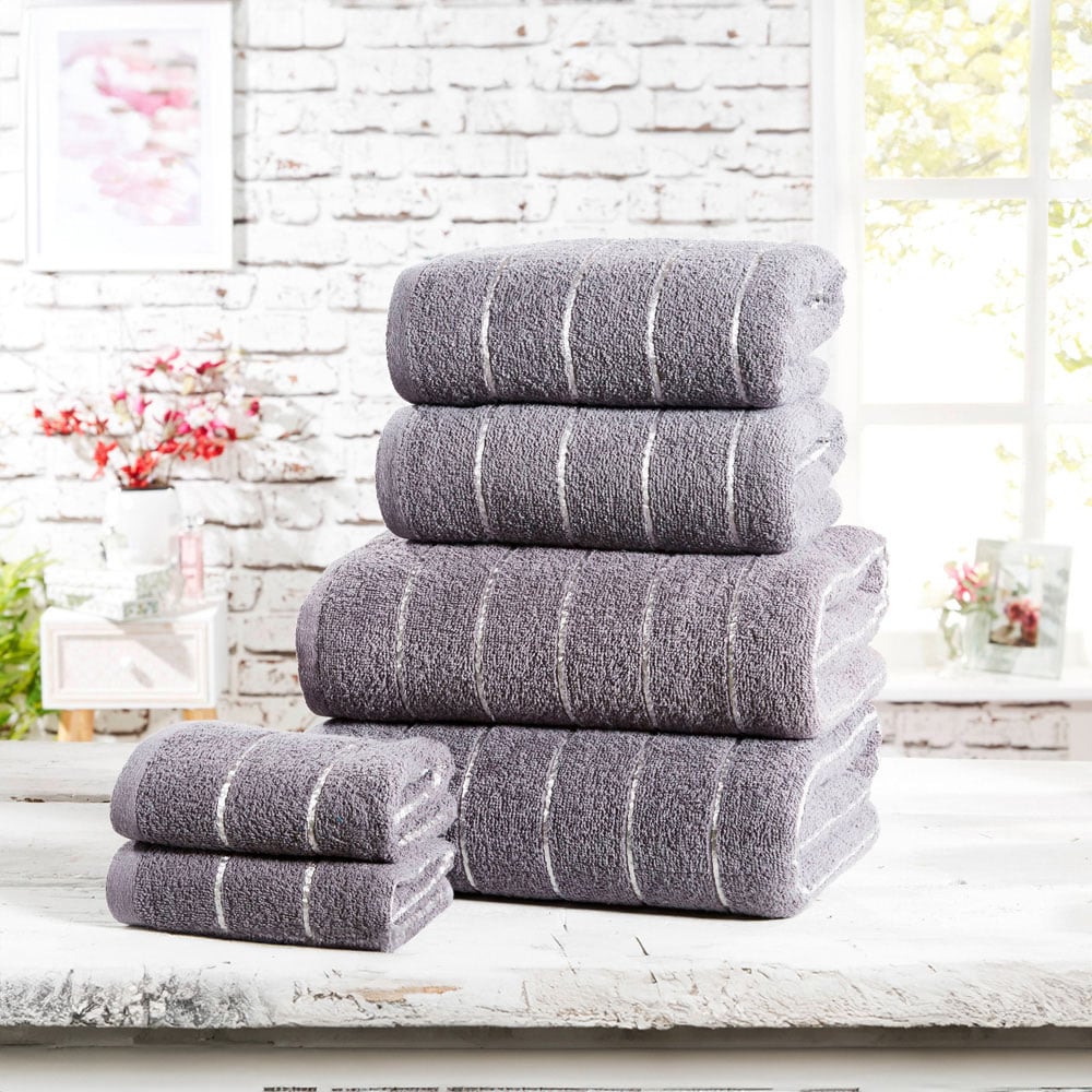 Rapport Home Sandringham Charcoal Grey Cotton Bath Sheet Bundle Set of 2 Image 2