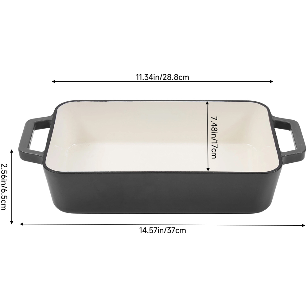 Living and Home 3.2L Grey Enamelled Cast Iron Rectangular Baking Dish Image 8
