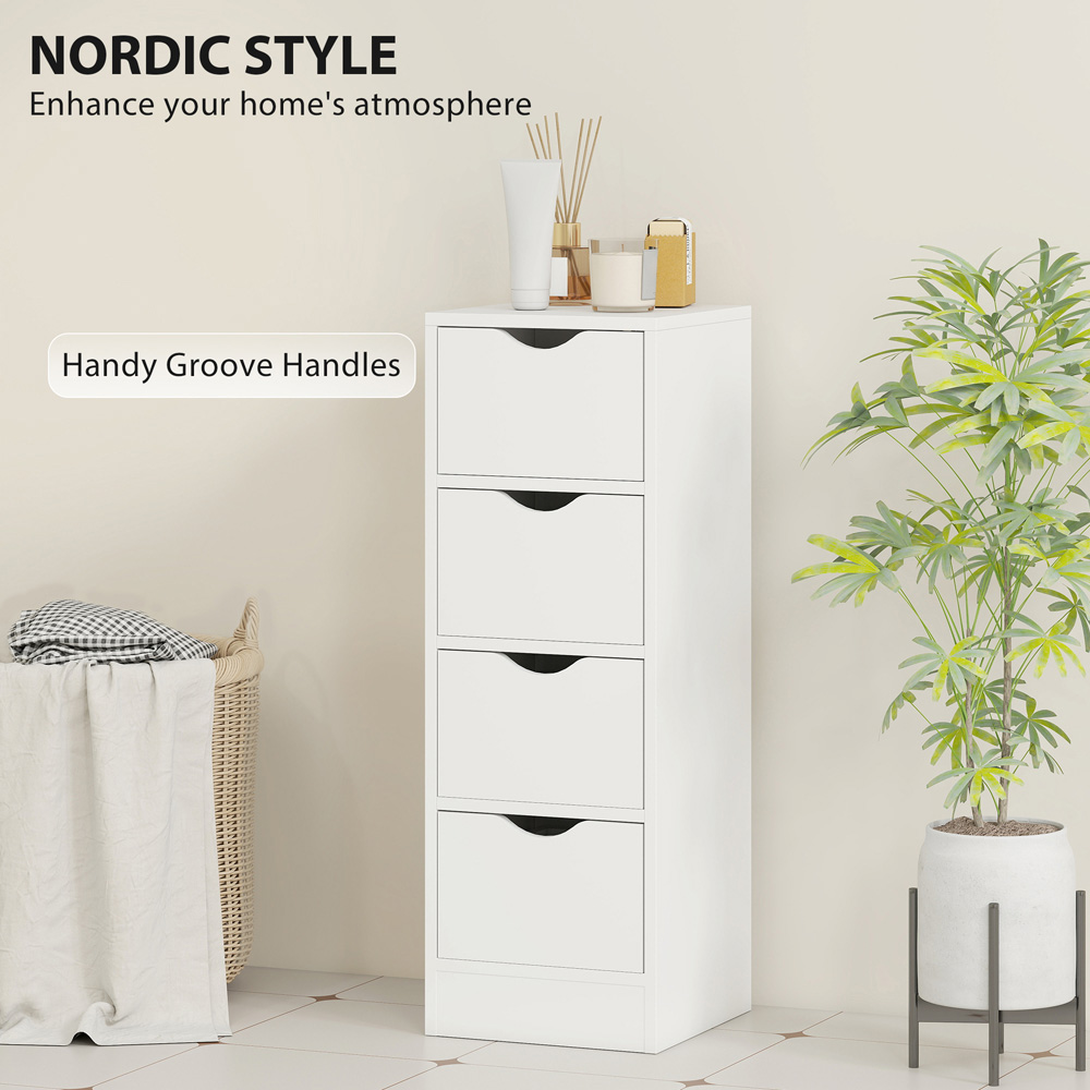 Portland 4 Drawer White Freestanding Bathroom Cabinet Image 5