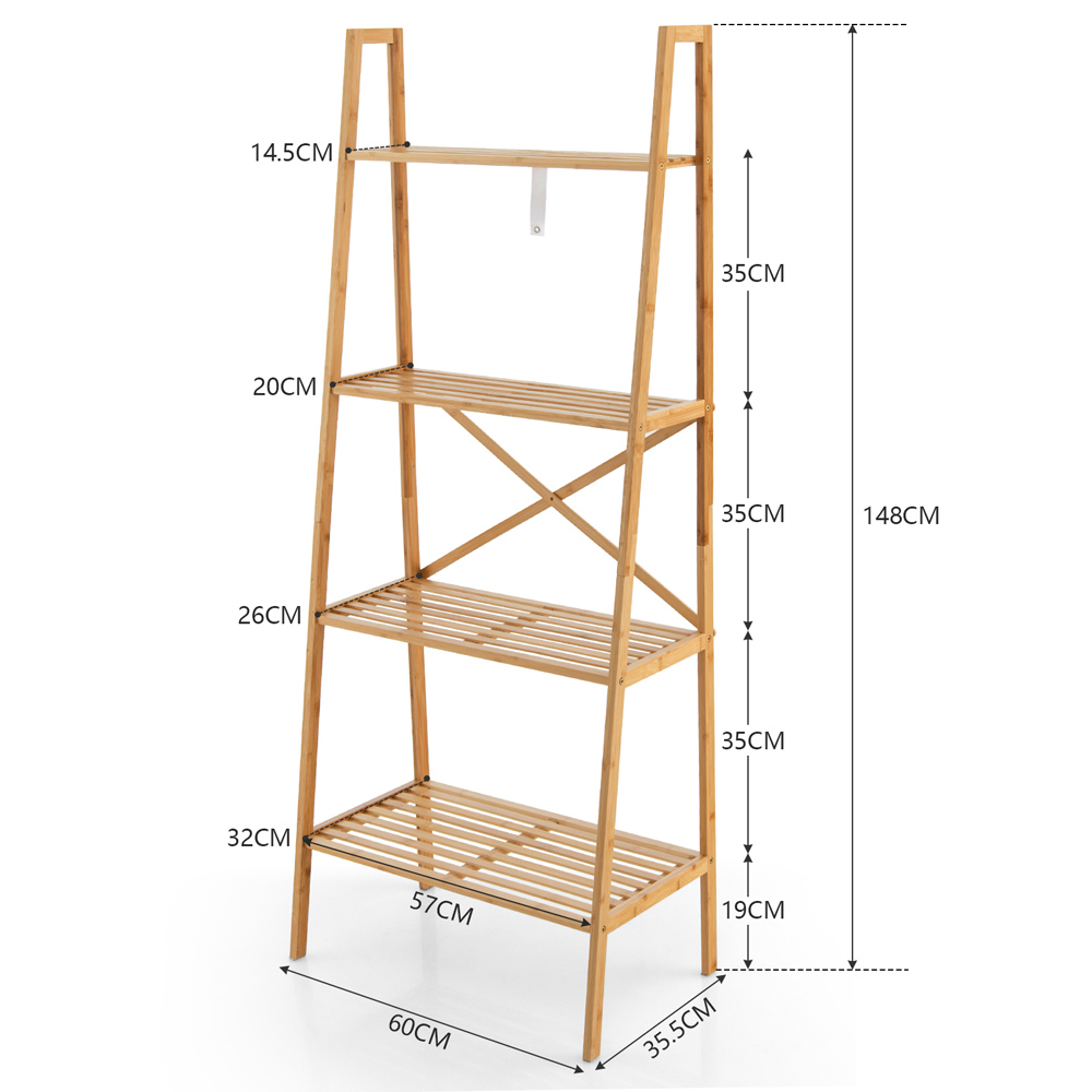 Costway 4 Shelf Natural Freestanding Bookcase Image 9