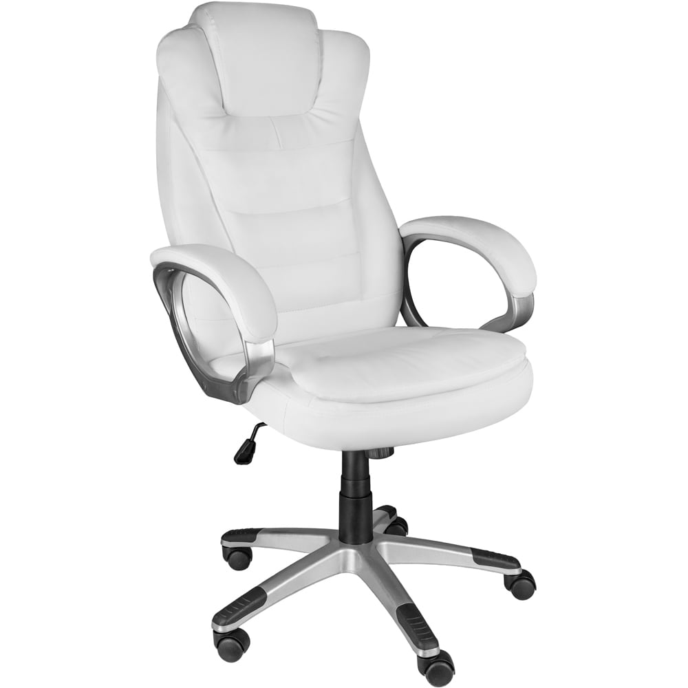tectake Zulu White Office Chair with Padded Armrest Image 2