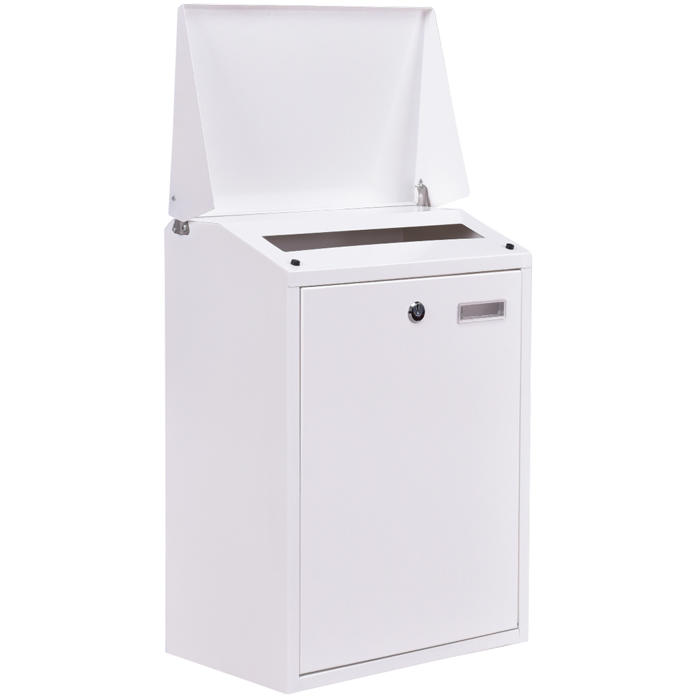 Costway White Wall Mounted Steel Lockable Letter Box Image 4