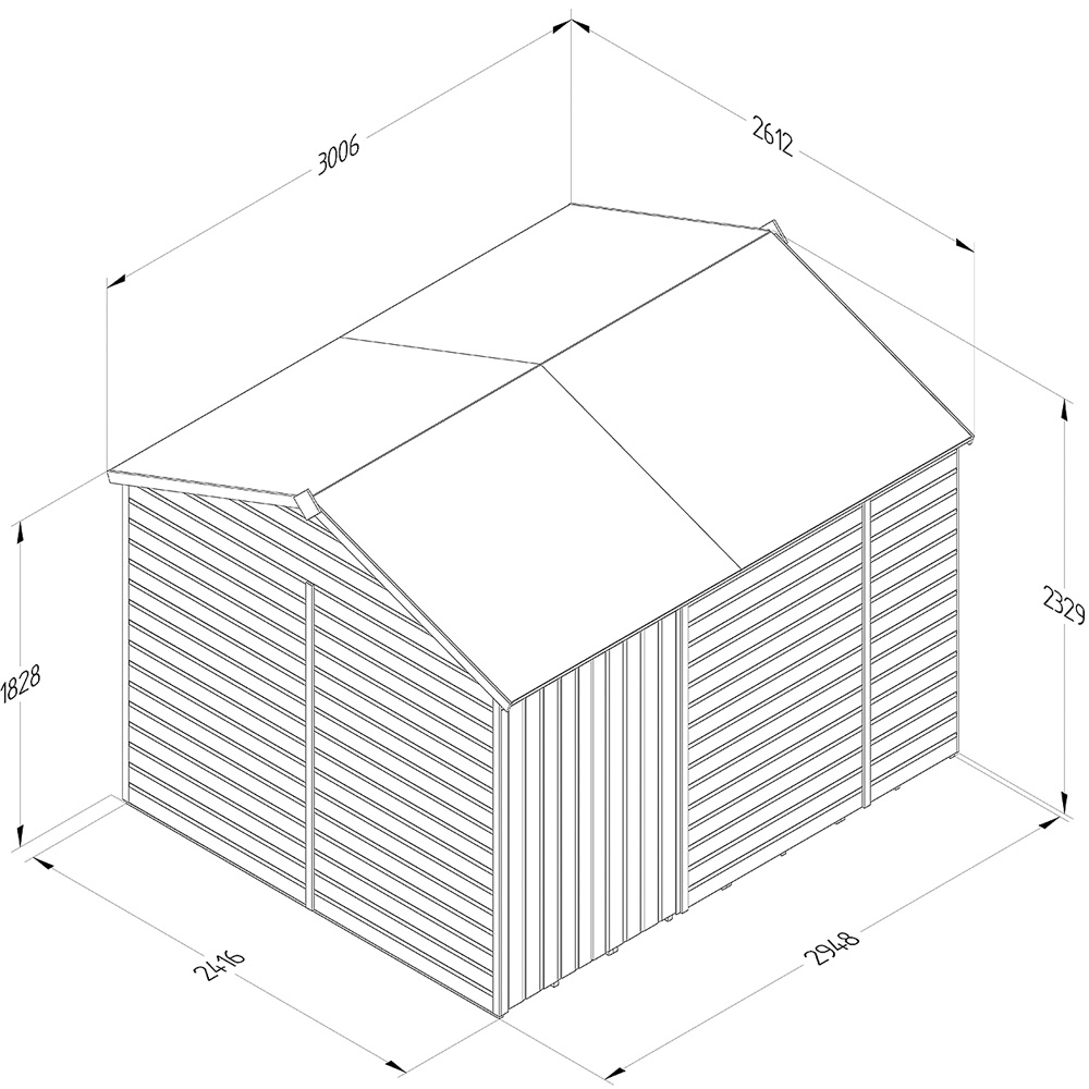 Forest Garden Beckwood 10 x 8ft Double Door Shiplap Reverse Apex Shed Image 9