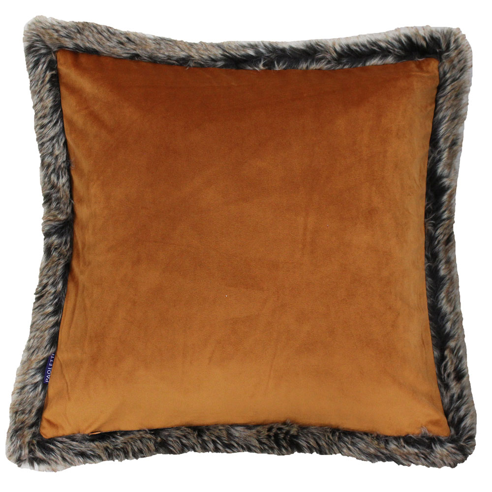 Paoletti Kiruna Rust Faux Fur Trim Cushion Image