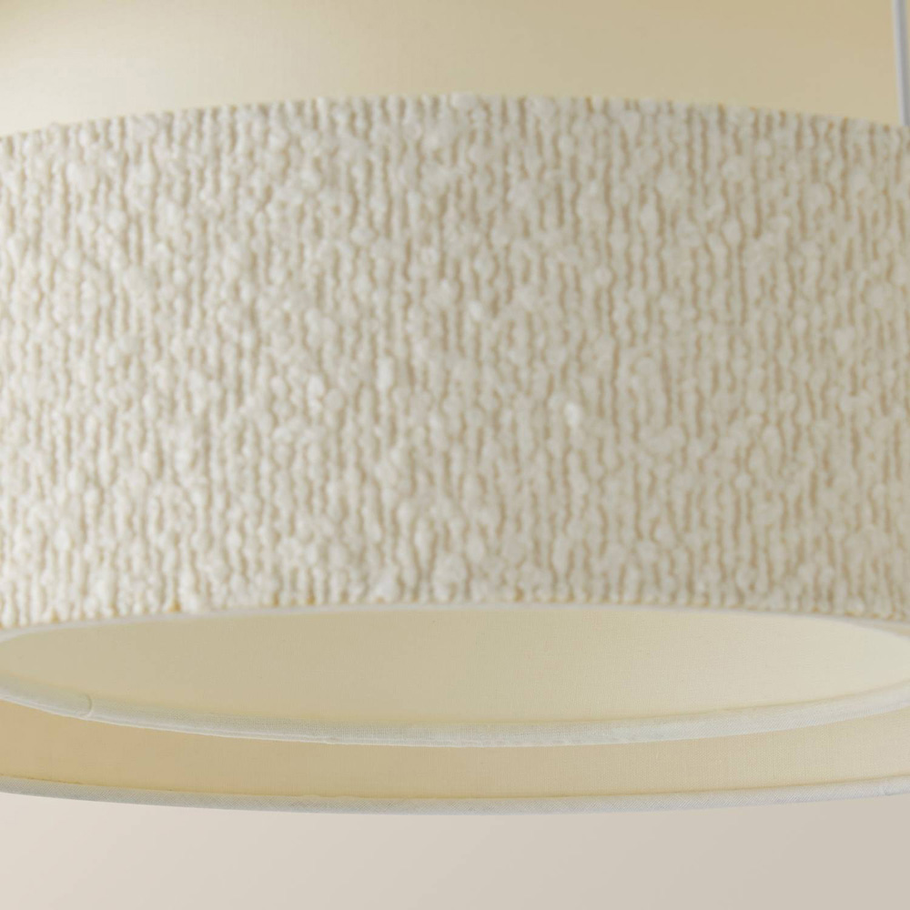ValueLights Sophia Cream Boucle Tiered Easy Fit Ceiling Pendant Lamp Shade Image 5