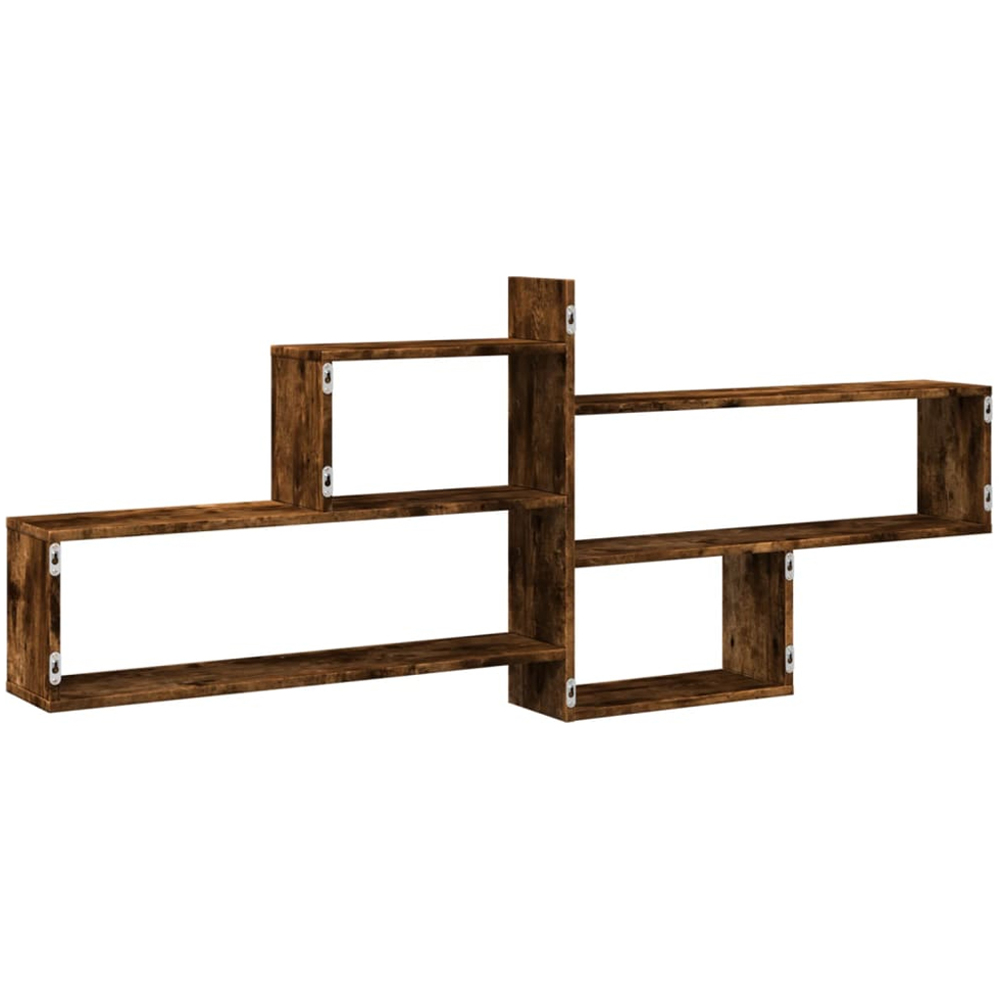 vidaXL 7 Shelf Smoked Oak Wall Shelf Image 5