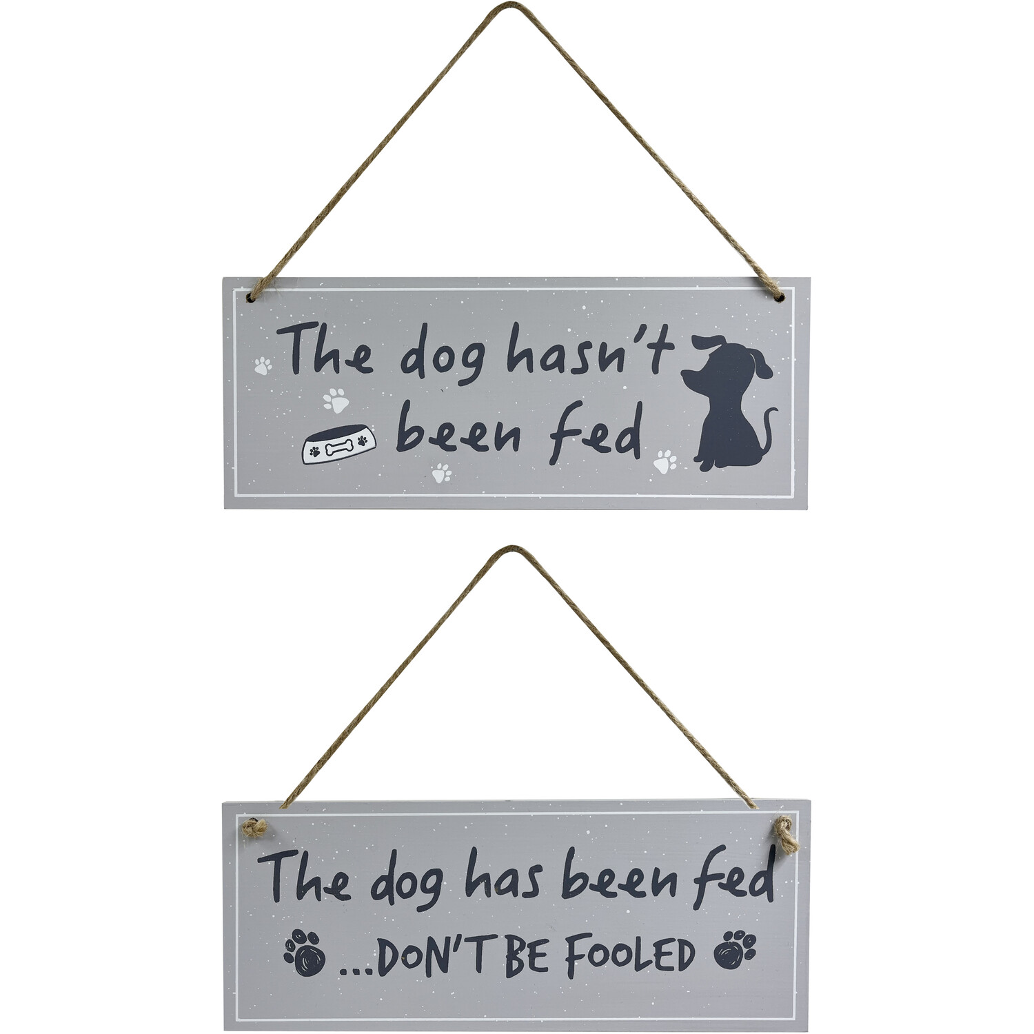 Reversible Hanging Dog Food Sign - Grey Image 1