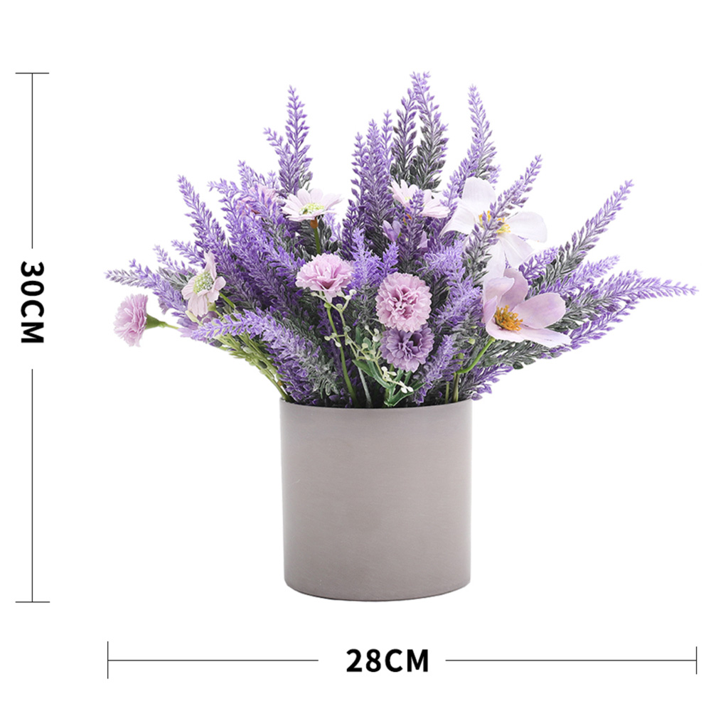 Living and Home Purple Lavender Artificial Flower in Rustic Wood Planter 17cm Image 6