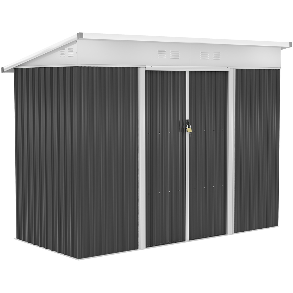 Outsunny 7 x 4ft Dark Grey Double Sliding Door Garden Storage Shed Image 1