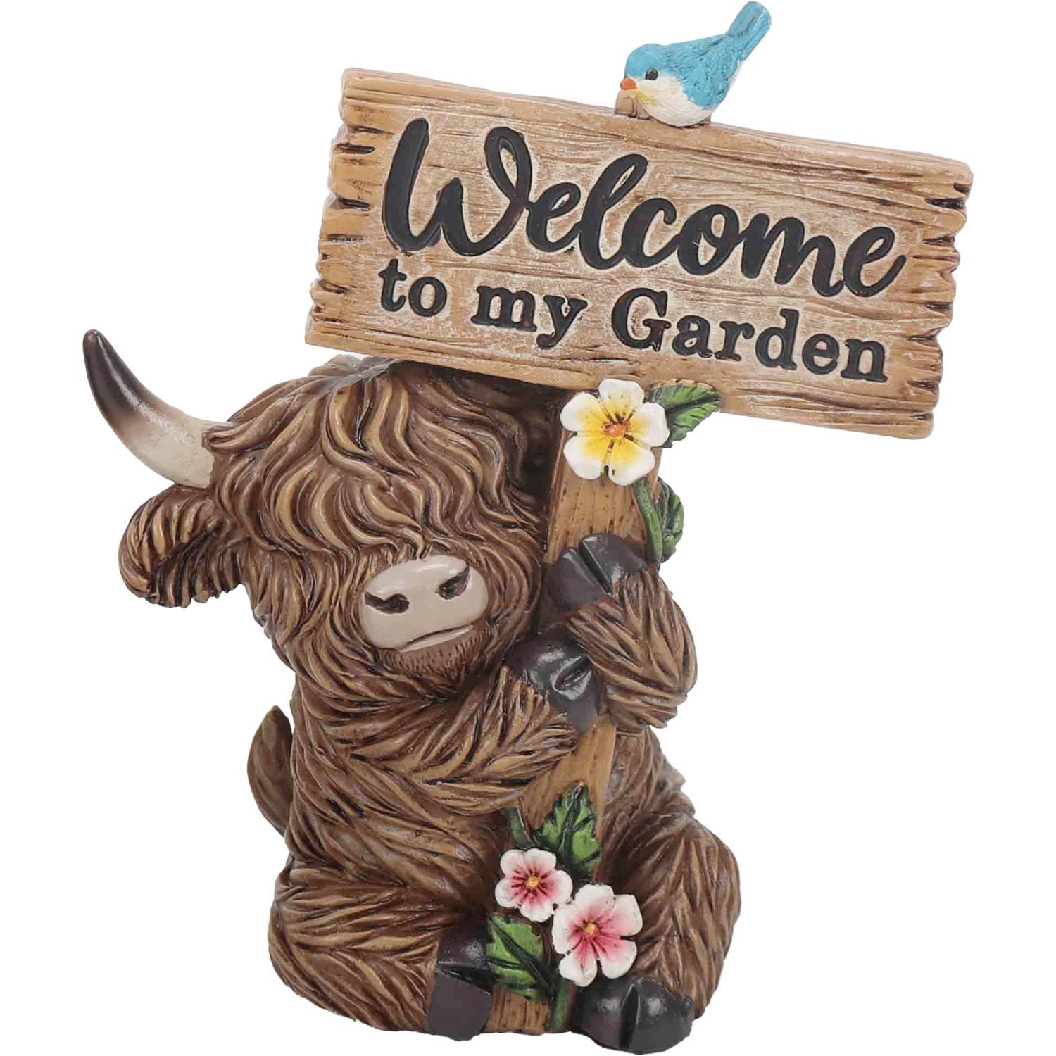 Small Highland Cow with Sign Decoration Image 3