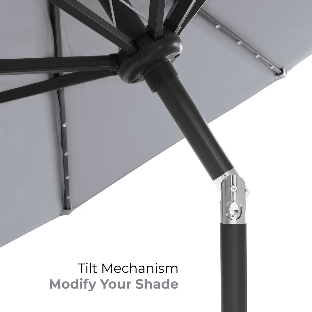 GardenKraft Grey 32 Solar LED Crank and Tilt Parasol 2.7m Image 6