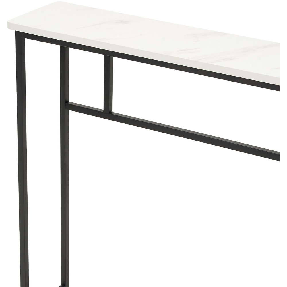 Living and Home White Marble Effect Narrow Console Table Image 4