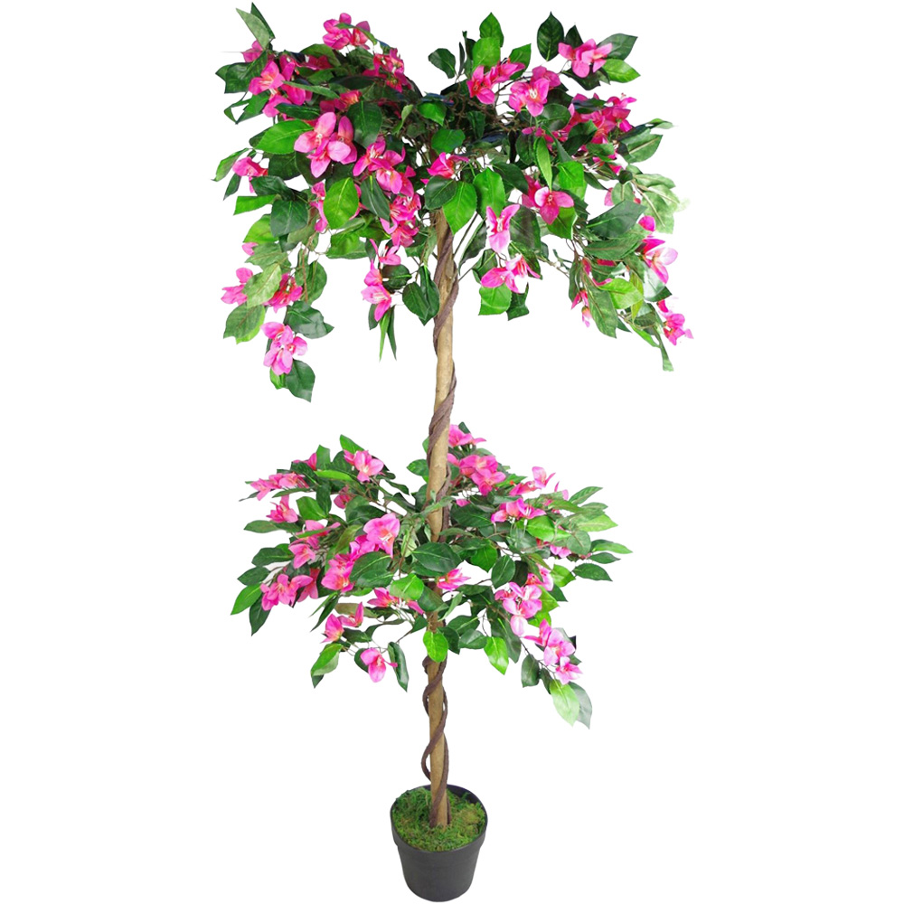 Leaf Flowering Rhododendron Bush Artificial Tree in Plastic Pot 4.5ft Image
