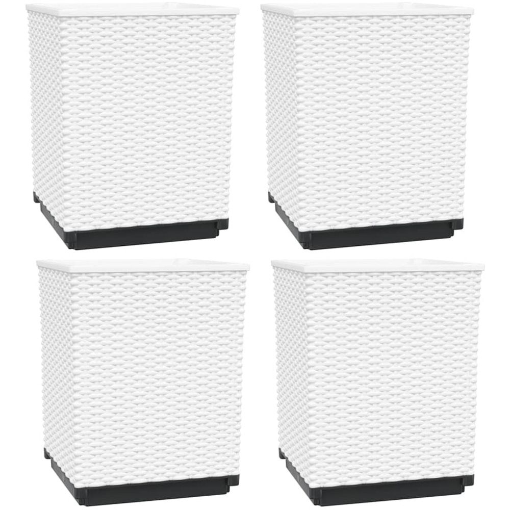 vidaXL White Polypropylene Garden Planter 37 x 30 x 30cm 4 Pack Image 5