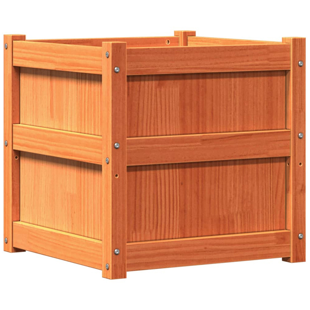 vidaXL Wax Brown Solid Pine Wood Garden Planter 50 x 50 x 50cm Image 6