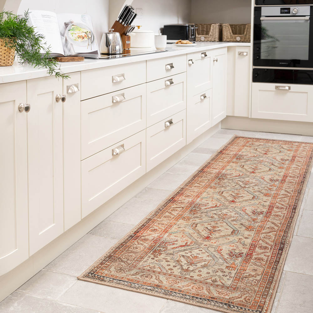 Kukoon Beige Neutral Terracotta Vintage Distressed Rug 240 x 60cm Image 2