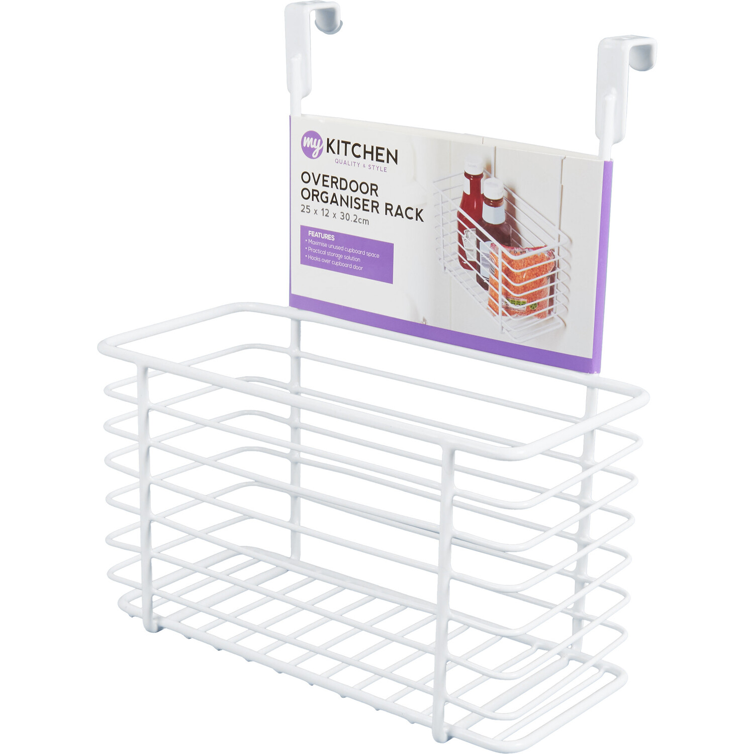 White Metal Over Door Basket - White Image 2