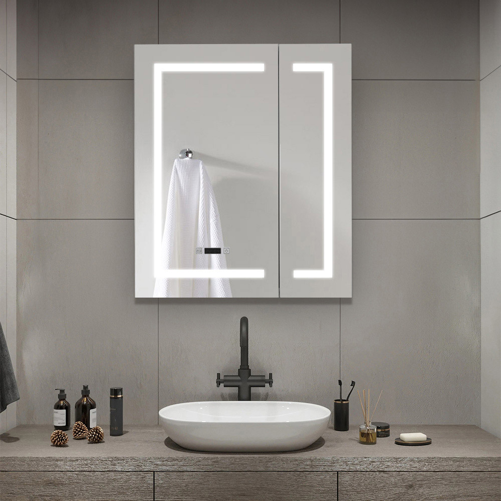 Living and Home Large Small Door Design LED Mirror Bathroom Cabinet Image 6