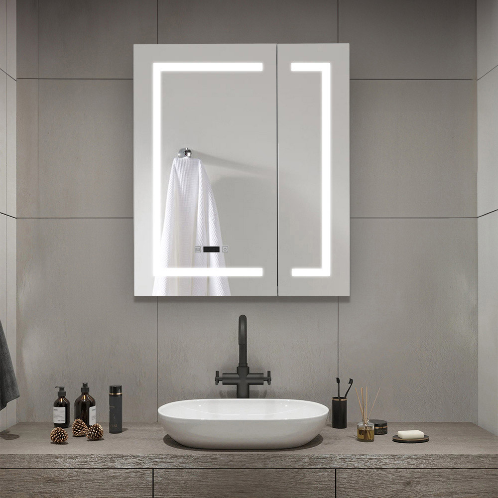 Living and Home Large Small Door Design LED Mirror Bathroom Cabinet Wilko