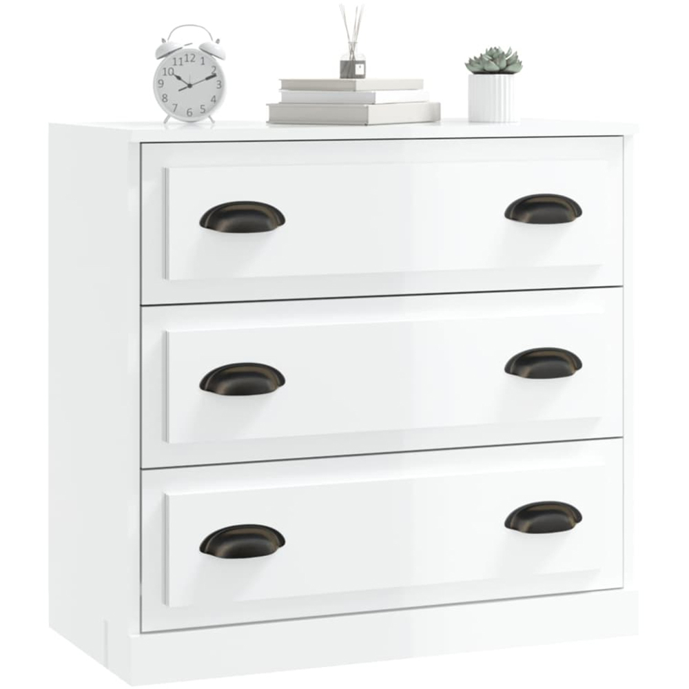vidaXL 3 Drawer High Gloss White Sideboard Image 6