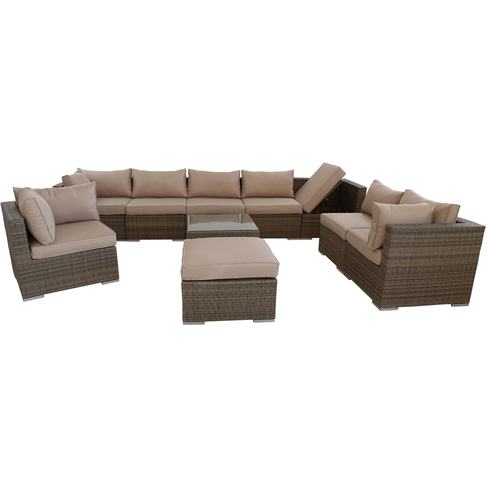 Furniture One 9 Seater Yellow Rattan Modular Outdoor Recliner Sofa Image 2